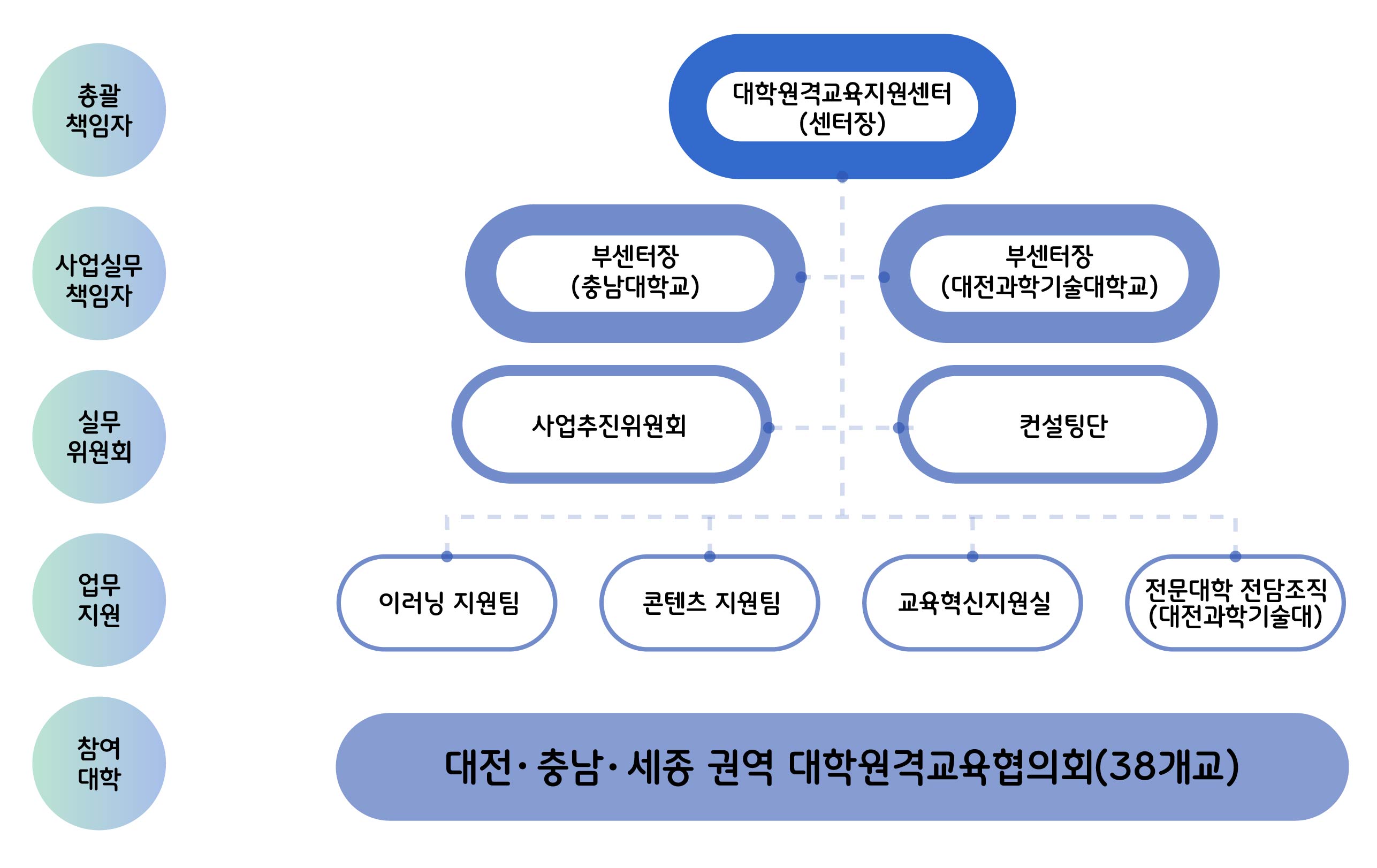 충남대학교 대전충남세종권역 대학원격교육지원센터 조직도