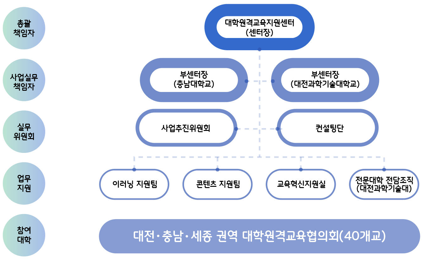 충남대학교 대전충남세종권역 대학원격교육지원센터 조직도